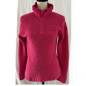Vintage Pierre Cardin pink fuzzy fleece quarter-zip pullover size Medium